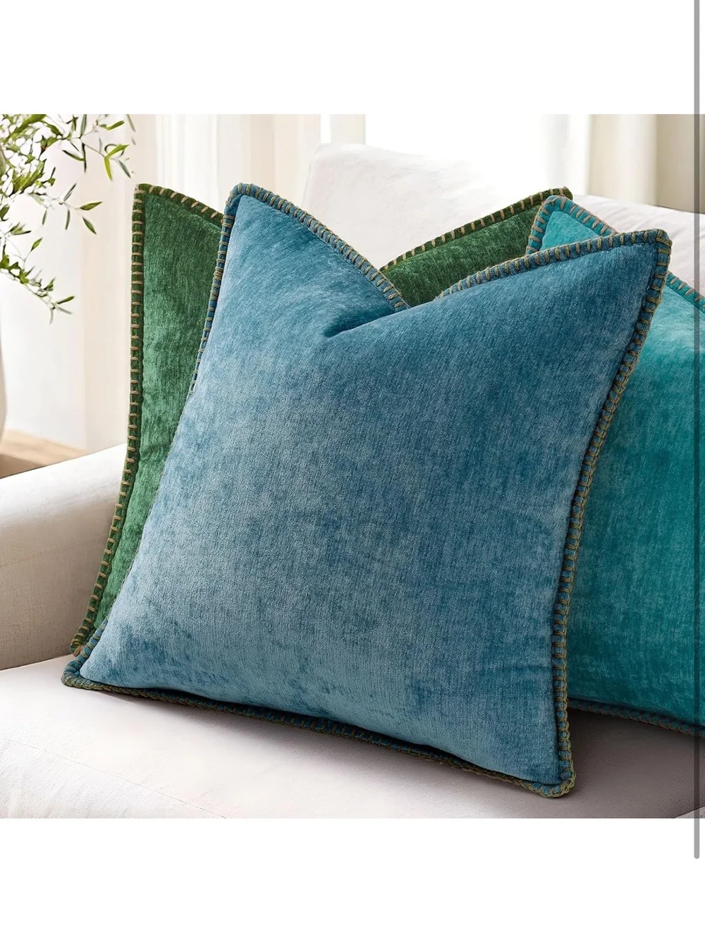DecorUhome Summer Chenille Soft Cozy Throw Pillow Covers 26x26 Set Of 2